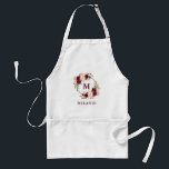 Hair Stylist och Makeup Artist Burgundy Blommigt Förkläde<br><div class="desc">Hair Stylist och Makeup Artist Watercolor Burgundy Marsala Blommigt Monogram och Namn Apron</div>