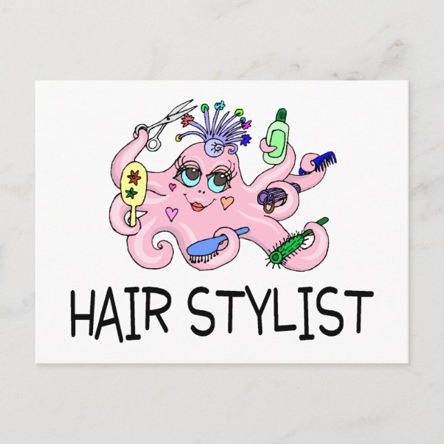 Hair Stylist Octopus Vykort (Framsida)