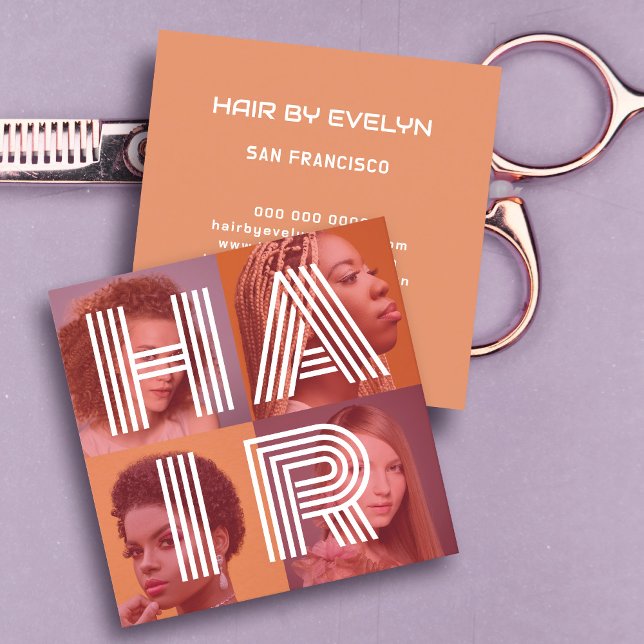 Hair Stylist Photo Affärskort Fyrkantigt Visitkort (Skapare uppladdad)