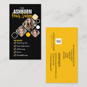 Hair Stylist Photo Anpassad design i Black gult Visitkort