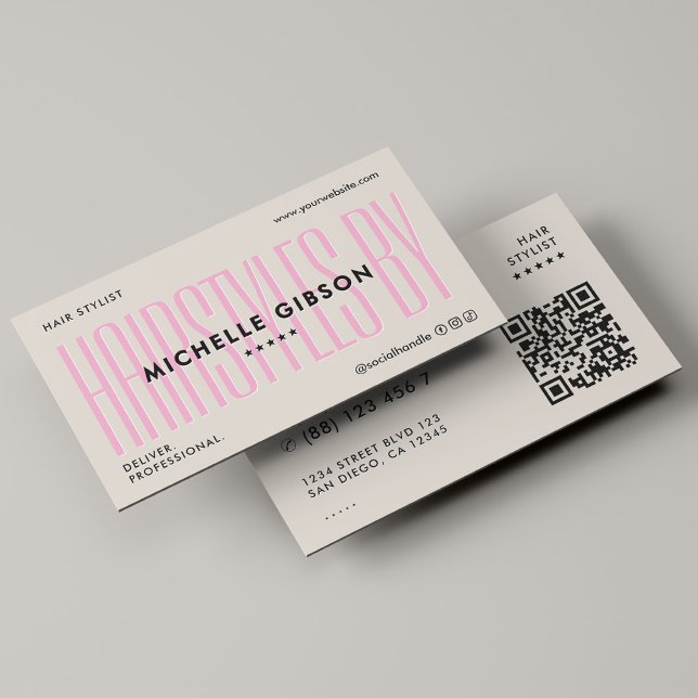 Hair Stylist Pink Sand Minimal Beauty Professional Visitkort (Hair Stylist Pink Sand Minimal Beauty Professional Business Card
)