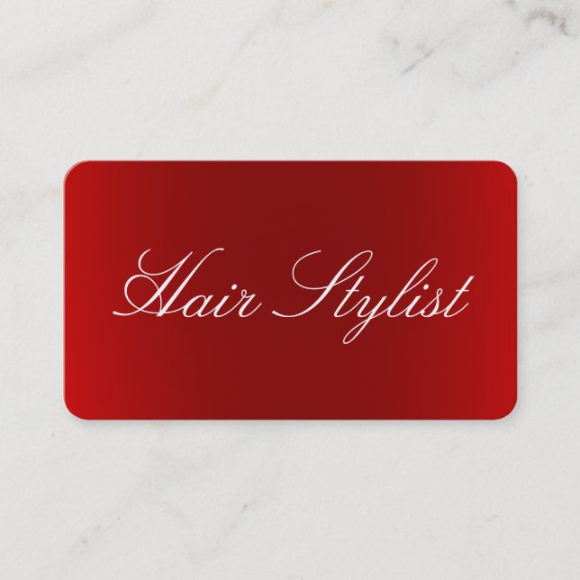 Hair Stylist Plain Clean Red White Professionell Visitkort (Framsida)