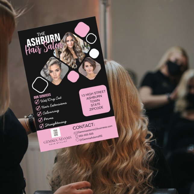 Hair Stylist Poster - Anpassad design i Black rosa Flygblad (Skapare uppladdad)