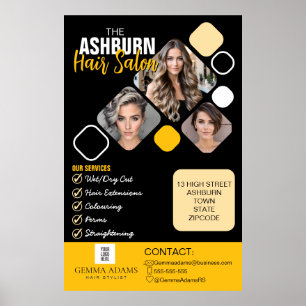 Hair Stylist Poster Anpassad design i gulten Black