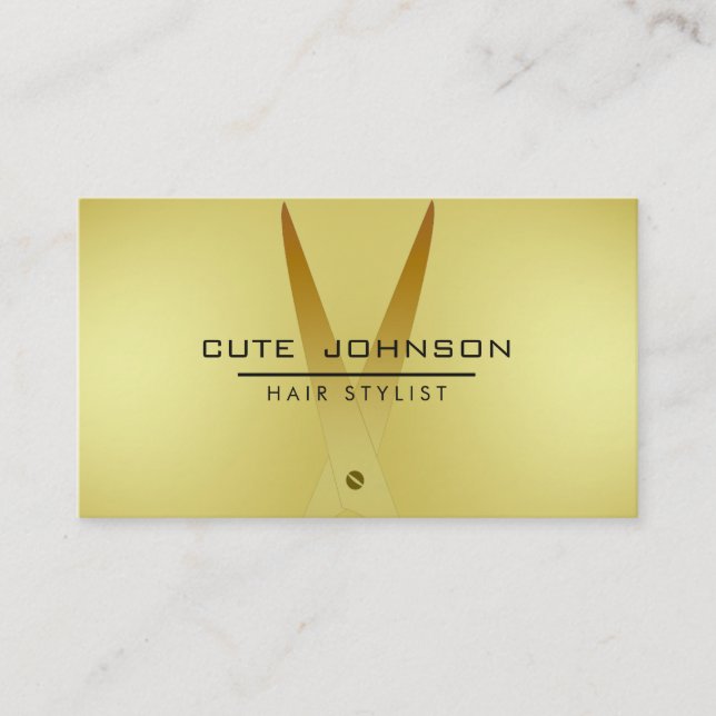 Hair Stylist Professionell Mode Guld Faux Visitkort (Framsida)