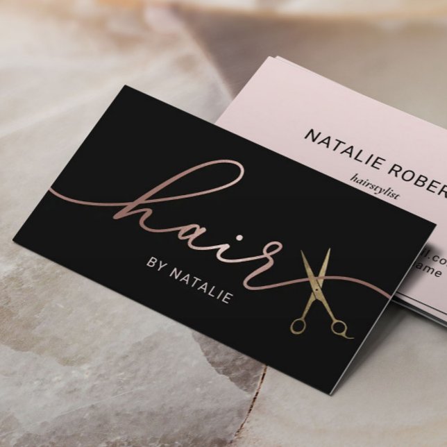 Hair Stylist Ro Guld Calligraphy Beauty Salon Visitkort (Skapare uppladdad)