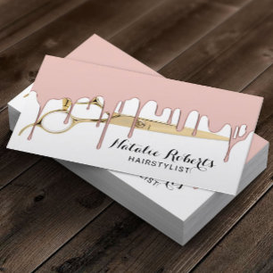 Hair Stylist Ro Guld Dripping Guld Scissor Salon Visitkort