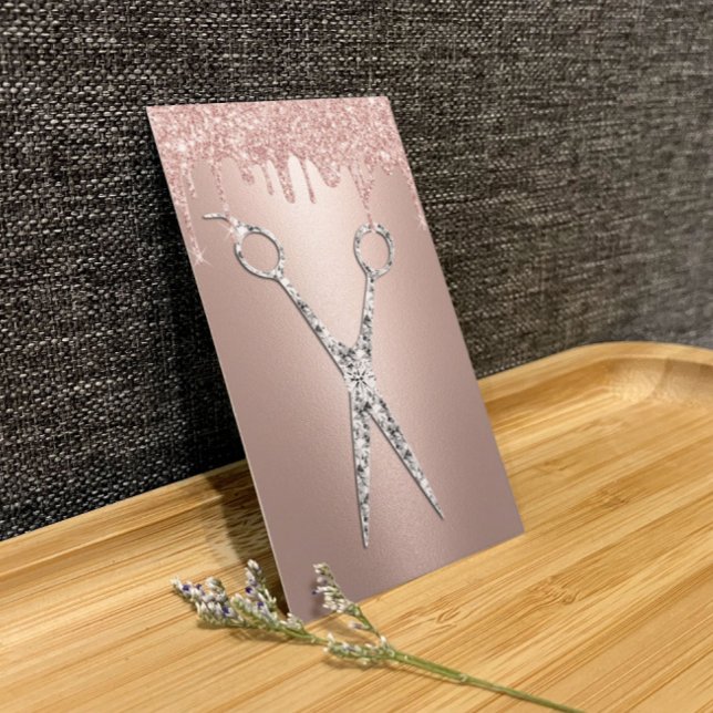 Hair Stylist Ro Guld Drips Diamond Scissor Salon Visitkort (Skapare uppladdad)