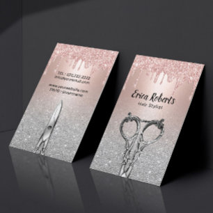 Hair Stylist Ro Guld Drives Silver Glitter Salon Visitkort