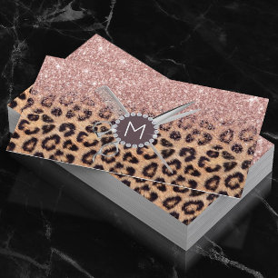 Hair Stylist Ro Guld Glitter Leopard Salon Visitkort
