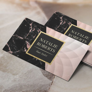 Hair Stylist Ro Guld Marble Geometric Lotus Visitkort