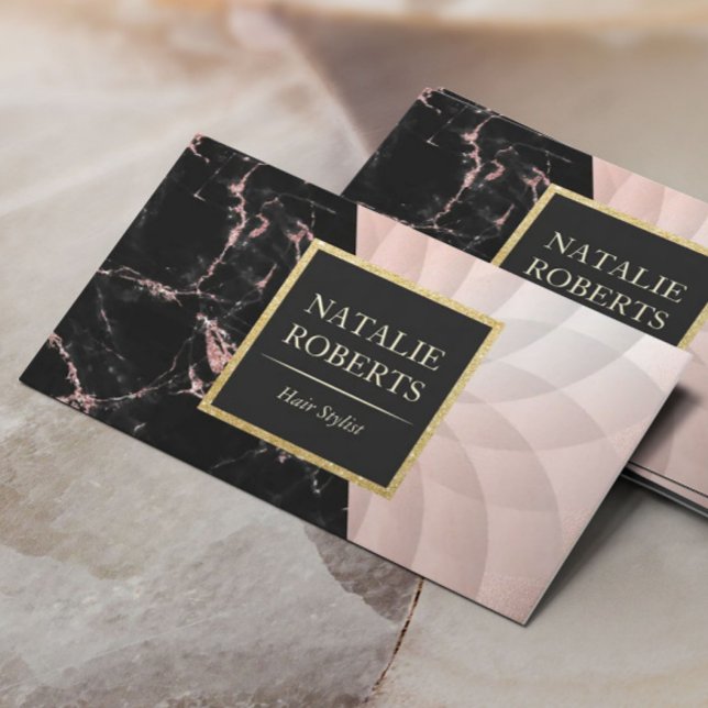 Hair Stylist Ro Guld Marble Geometric Lotus Visitkort (Skapare uppladdad)