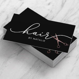 Hair Stylist Ro Guld Saxor Typography Black Visitkort
