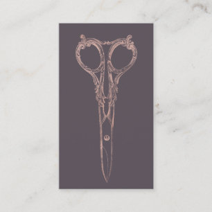 Hair Stylist Ro Guld Scissor & Blommigt Lila Visitkort
