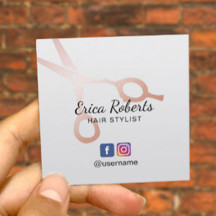Hair Stylist Ro Guld Scissor Salon Social Media Fyrkantigt Visitkort