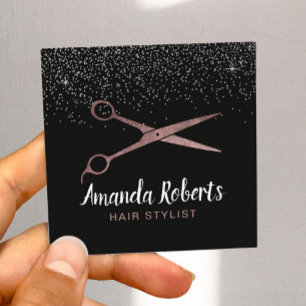 Hair Stylist Ro Guld Scissor Silver Confetti Fyrkantigt Visitkort