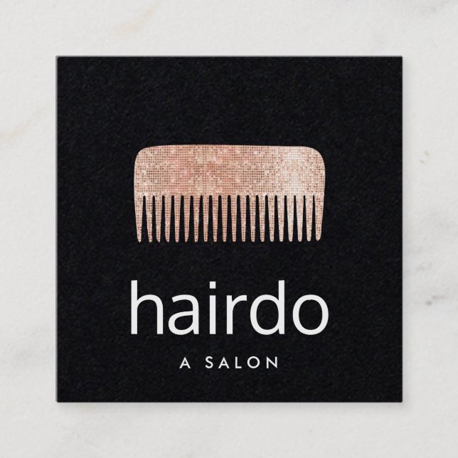 Hair Stylist Ro Guld Sequin Comb Fyrkantigt Visitkort (Framsida)