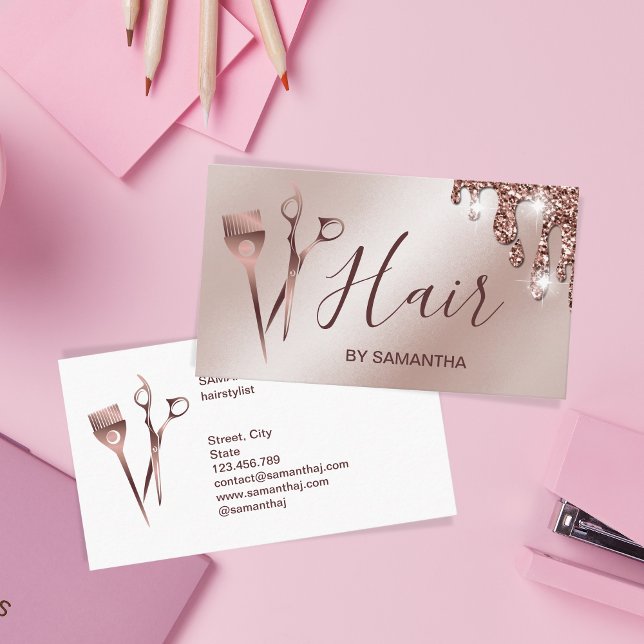 Hair stylist ro guld typography hair scissu bu visitkort (Skapare uppladdad)