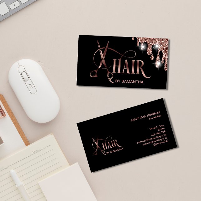 Hair stylist ro guld typography hårsax visitkort (Skapare uppladdad)