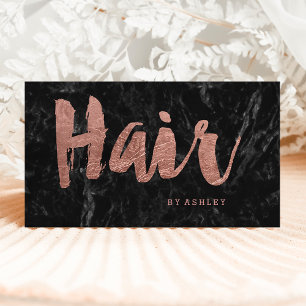 Hair stylist ro guld typography svarta marmor visitkort