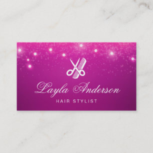 Hair Stylist - Rosa Sparkling Glitter Beauty Salon Visitkort