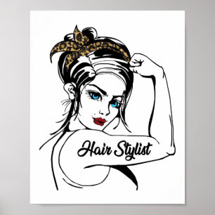 Hair Stylist Rosie Riveter Leopard Cheetah Poster