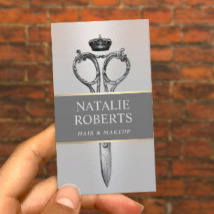 Hair Stylist Royal Scissor Beauty Salon Silver Tidsbeställning Kort