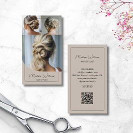 Hair Stylist Salon Anpassningsbar 3 Foton QR Code Visitkort