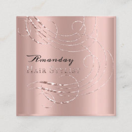 Hair Stylist Salon Appointation Card-Rosa Fyrkantigt Visitkort