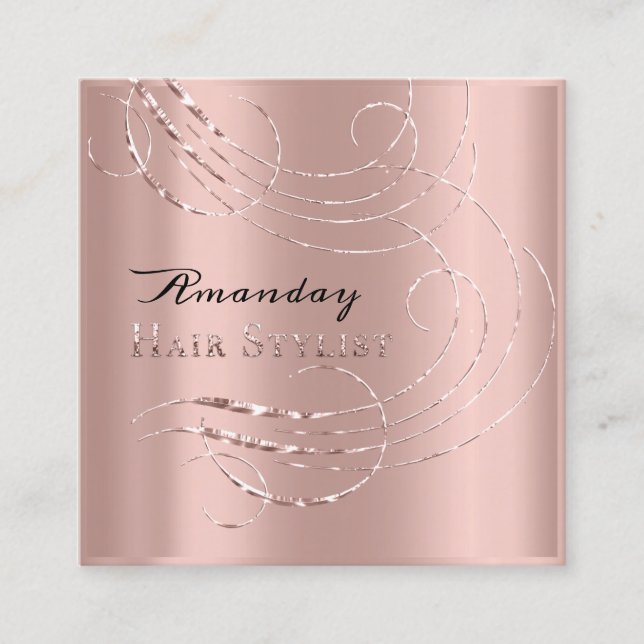 Hair Stylist Salon Appointation Card-Rosa Fyrkantigt Visitkort (Framsida)