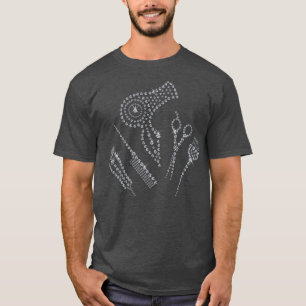 Hair Stylist Salon Apron Rhinestone Scissor Comb T Shirt