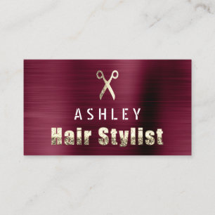 Hair Stylist Salon Burgundy Guld avtalskort Visitkort