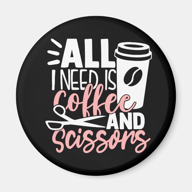 Hair Stylist Salon Coffee Barber Hairdresser Magnet (Framsidan)