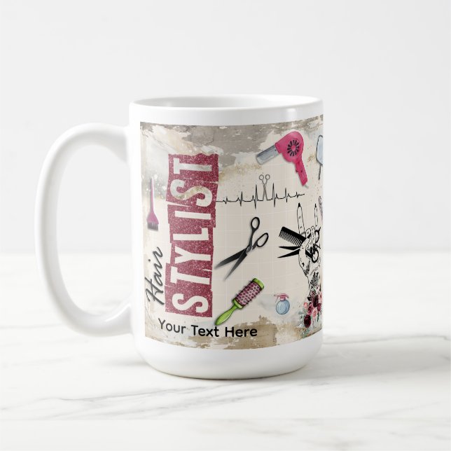 Hair Stylist Salon Gift Custom Kaffemugg (Vänster)