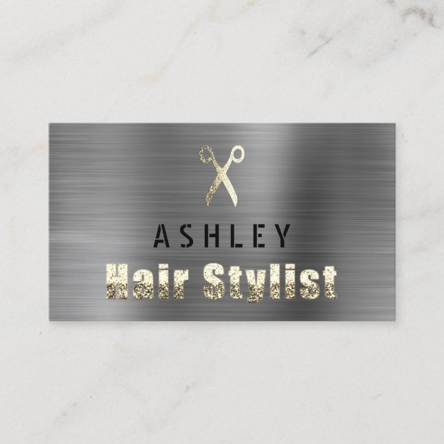 Hair Stylist Salon Grått Silver avtalskort Visitkort (Framsida)