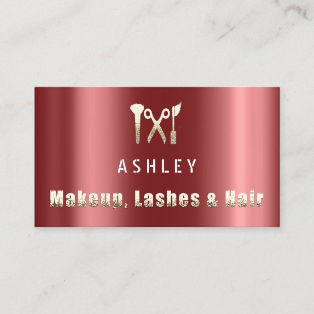 Hair Stylist Salon Makeup Lash Möte Burgund Visitkort (Framsida)
