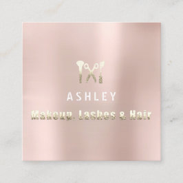 Hair Stylist Salon Makeup Lash Möte Fyrkantigt Visitkort