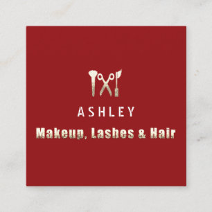 Hair Stylist Salon Makeup Lash Möte Guld Fyrkantigt Visitkort