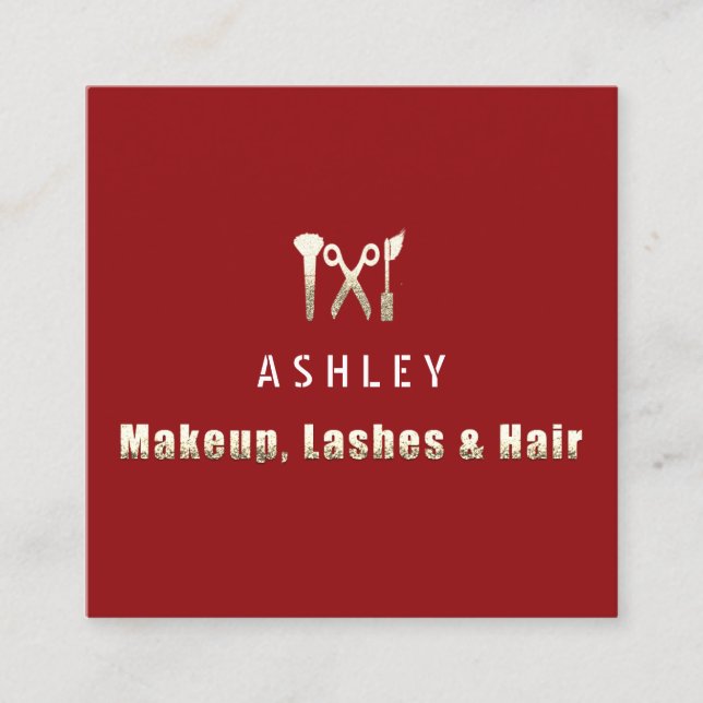 Hair Stylist Salon Makeup Lash Möte Guld Fyrkantigt Visitkort (Framsida)