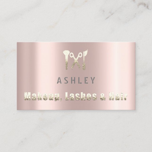 Hair Stylist Salon Makeup Lash Möte Guld Visitkort (Framsida)