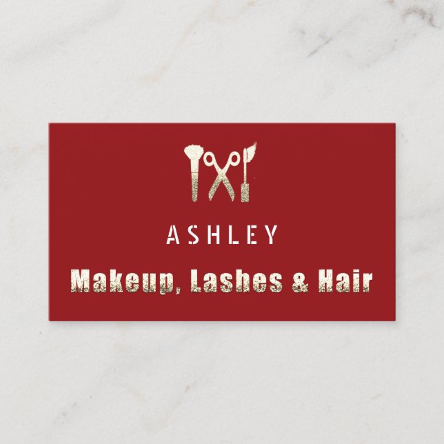 Hair Stylist Salon Makeup Lash Möte Guld Visitkort (Framsida)