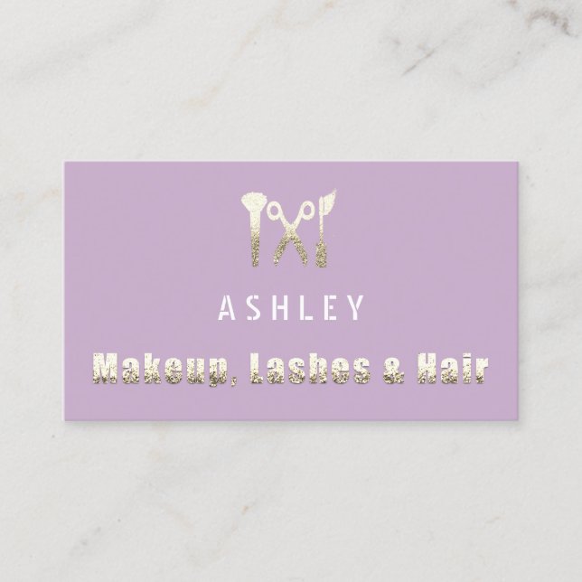 Hair Stylist Salon Makeup Lash Möte Lila Visitkort (Framsida)