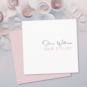 Hair Stylist Salon Minimalist  White Fyrkantigt Visitkort