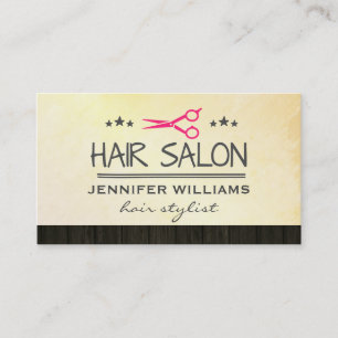Hair Stylist Salon Shears Wood Trim Visitkort