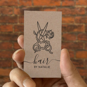Hair Stylist Scissor Ro Logotyp Rustic Kraft Salon Visitkort
