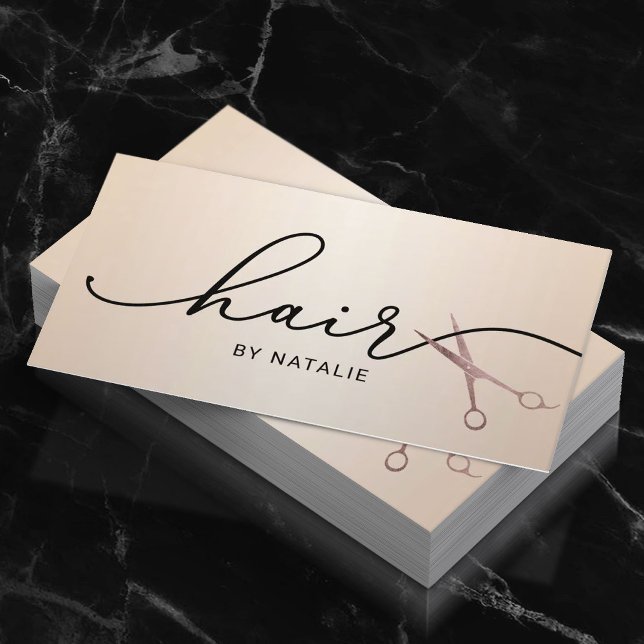 Hair Stylist Scissor Typography Pearl Beauty Salon Visitkort (Skapare uppladdad)