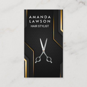 Hair Stylist Scissors Black Guld, bakgrund Visitkort