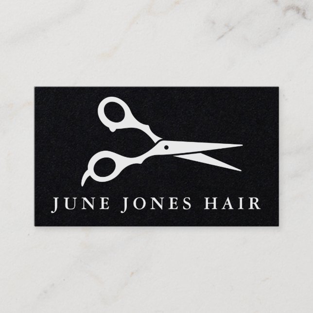 Hair Stylist Scissors Chic Barber ANPASSNINGSBAR Visitkort (Framsida)