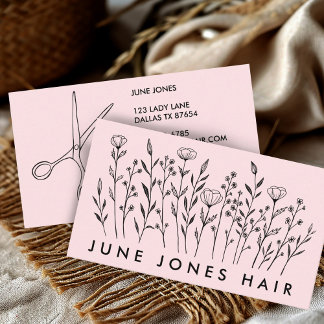 Hair Stylist Scissors Elegant Wildblommor Visitkort