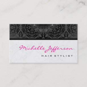 Hair Stylist Script Grått Mönster Affärskort Visitkort